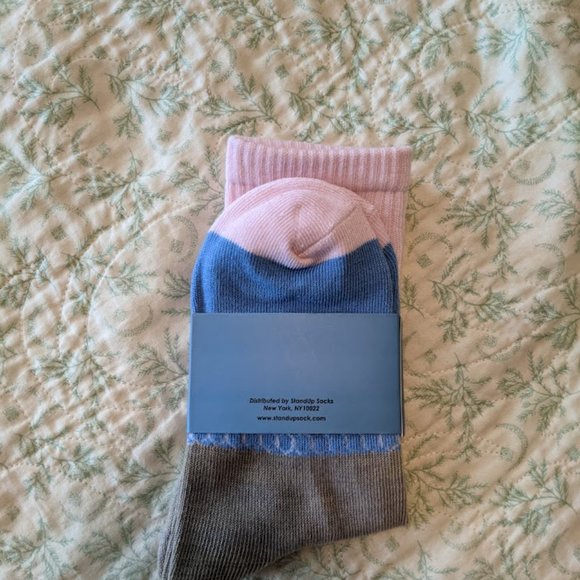 NWT Standup Socks Fay Crew Socks in Pink/Brown/Blue - Picture 2 of 2